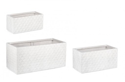 [S-B0790670] Vaso Pyramid Rettangolare Bianco in Fibra di Vetro e Argilla Colorata