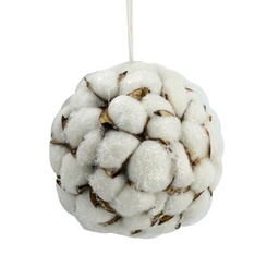 [S-V6110140000] Sfera Fiori di Cotone con Glitter 21x21x21 cm