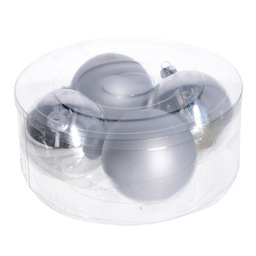 [S-V6178630000] Confezione da 4 Sfere di Vetro Argento Ø10 cm