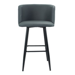 [S-FZ100382] Sgabello Limin in ecopelle grigio con gambe nere opache 100 cm, 54 cm, 55 cm