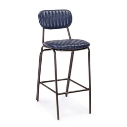 [S-B0746103] Sgabello vintage da bar in simipelle Blu 44x51x100 cm