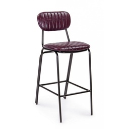[S-B0746104] Sgabello vintage da bar in simipelle Bordeaux DEBBIE 44x51x h100 cm