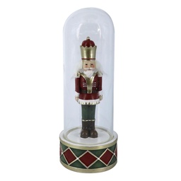 [S-V6199570000] Soldatino in resina con campana di vetro rosso 10x10x26 cm