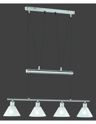 [S-TRIO3751041-07] Sospensione 4 Luci Saliscendi Nichel L80 cm