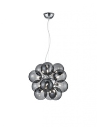 [S-TRIO307601206] Lampadario Sospensione Grappolo 12 Bolle Vetro Fumé