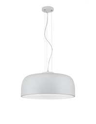 [S-TRIO309800431] Lampada a Sospensione Moderna con Calotta Metallica Bianca - 4 Luci
