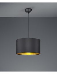 [S-TRIO308200179] Sospensione in Metallo Nero-Oro H150 cm Ø40 cm