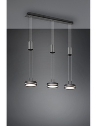 [S-TRIO326510342] Sospensione Isola Cucina 3 Dischi Led Antracite Moderno