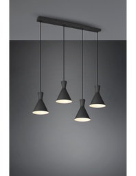 [S-TRIOR30784032] Sospensione Lineare Enzo 4xE27 Nero Opaco Trio Lighting