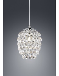 [S-TRIOR30451006] Sospensione con Gemme Trasparenti, Diametro 20 cm, Cromo