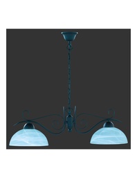 [S-TRIOR3432-24] Sospensione Rustico Country Ruggine Vetro Alabastro 2xE27 L82 cm Trio Lighting