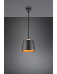 [S-TRIO312700132] Lampada a Sospensione Paralume Nero Oro Harris Trio Lighting