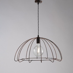 [S-BL233-NR] Sospensione in ferro laccato nero con decorazione rame 1 luce