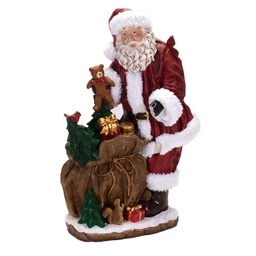 [S-V6083810000] Statua in resina di Babbo Natale con regali - 31x18x50 cm