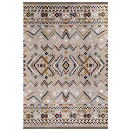 [S-FZ97069] Tappeto antiscivolo Multicolor beige con decori colorati 120x180