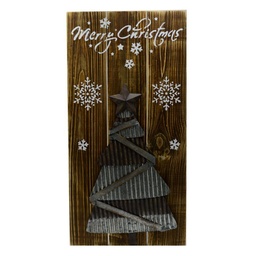 [S-V6065660000] Targhetta decorativa Merry Christmas in legno e metallo 30x60x2,5 cm