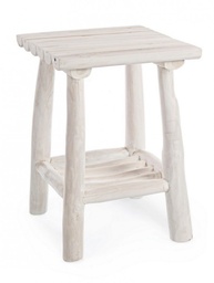 [S-B0680409] Tavolino in Teak Sbiancato Sahel Qu - Dimensioni: 35x35x50 cm