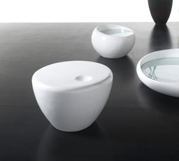 [S-OM/093/B] Tavolino elegante in resina bianca, dimensioni 60x60x30