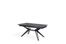 [S-OM/437/GV] Tavolo allungabile in ceramica grigio vintage con gambe in metallo nero opaco, dimensioni 90x160-240x76 cm