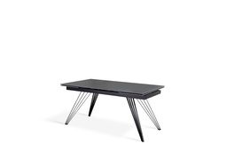 [S-OM/435/GV] Tavolo allungabile in ceramica grigio vintage con gambe in metallo nero opaco, dimensioni 90x160-240x76 cm