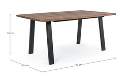 [S-B0806908] Tavolo da giardino in legno naturale Oslo - 160x90x76 cm