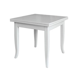 [S-FZ59562] Tavolo in legno massello quadrato allungabile colore bianco 90x90/180 cm