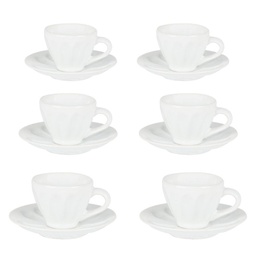 [S-V5857590000] Set di 6 tazzine da caffè Amleto bianche con piattino 7,5x7,5x4