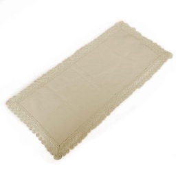 [S-V13023000CR] Tovaglia runner tessuto crema con pizzo rettangolare 45x100 cm