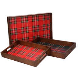 [S-V6337240000] Vassoio Rettangolare in Legno Scozzese 45x30x4,5 cm