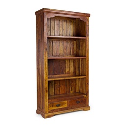 [S-B0742740] Libreria 4 piani - 2 cassetti in legno stile rustico 100x35x185 cm