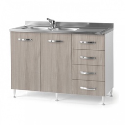 [S-A10500] Sottolavello per cucina olmo 2 ante con cassetti DX Cm 120x50xH 85