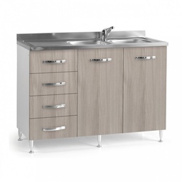 [S-A10482] Sottolavello per cucina olmo 2 ante con cassetti SX Cm 120x50xH 85
