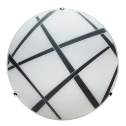 [S-DARIO/30 NR] Plafoniera vetro bianco nero  Diametro cm 30
