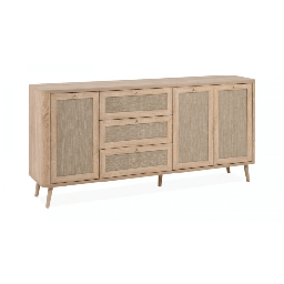 [SA-FZ99105] Madia in rovere sonoma con 3 cassetti e 3 ante effetto rafia - L 175 x P 40 x 84 H cm