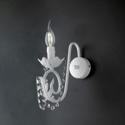 [SA-BL77-AP1-BCO] Applique in ferro Bianco Shabby strass damasco 25x h28 cm