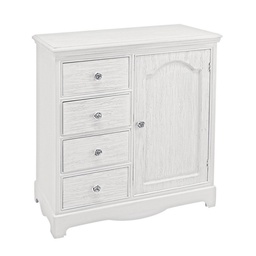 [SA-B0744188] Credenza in MDF un anta quattro cassetti Bianca BLANC 66x32,5x h80 cm