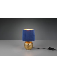 [SA-TRIOR50821012] Lampada da Comodino in Ceramica Oro con Paralume in Velluto Blu