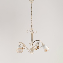 [SA-BL26-3-AV] Lampadario sospensione ferro Avorio Oro rose 54x h43 cm