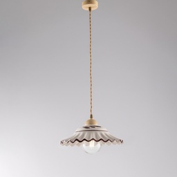 [SA-BL257-S1-AV] Lampadario Marrone Decape con Paralume in Ceramica Bianca 30x h14 cm