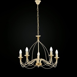 [SA-BL105-5-AV] Lampadario in ferro Avorio Decape rifinitura Oro cinque luci 61x h45 cm