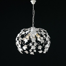 [SA-BL50-3-BCO] Lampadario Shabby Bianco con Strass, Tre Luci, 50xh45 cm