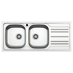 [SA-FZ97467] Lavello incasso cucina acciaio 116x50 cm due vasche e gocciolatoio destro