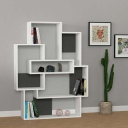[SA-FZ96877] Libreria Barce bianco antracite 101x22x132h