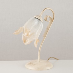 [SA-BL211-LT-AV] Lumetto in ferro Avorio Oro una luce paralume in vetro Bianco Ambra 23x h30 cm