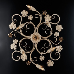 [SA-BL169-PL6-AV] Plafoniera Avorio Decapè Rose Oro sei Luci 79x67x h17 cm