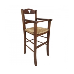 [SA-FZ83256] Sediolone per bambini in legno noce con seduta in paglia - L38 x P42 x H88 cm