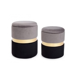 [SA-B0720336] Set due pouf moderni apribili grigio nero oro - Design elegante e versatile