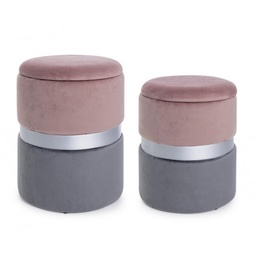 [SA-B0720335] Set due pouf moderni apribili grigio rosa grigio - Comodi e versatili